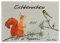 Eichhörnchen in Aquarell (Wandkalender 2025 DIN A3 quer), CALVENDO Monatskalender