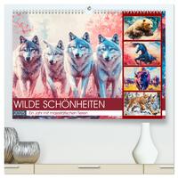 Wilde Schönheiten. Ein Jahr mit majestätischen Tieren (hochwertiger Premium Wandkalender 2025 DIN A2 quer), Kunstdruck in Hochglanz