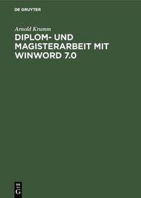 Diplom- und Magisterarbeit mit WinWord 7.0