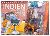 INDIEN Menschen Farben Impressionen (Tischkalender 2025 DIN A5 quer), CALVENDO Monatskalender