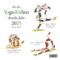 DUMONT - Mit den Yoga-Kühen durchs Jahr 2025 Wandkalender, 23x23cm, Kalender mit den Yoga-Kühen von Klaus Puths, quadratischer Kalender mit deutschem Kalendarium