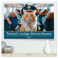 Tierisch lustige Stewardessen (hochwertiger Premium Wandkalender 2025 DIN A2 quer), Kunstdruck in Hochglanz