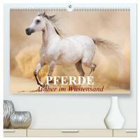 Pferde • Araber im Wüstensand (hochwertiger Premium Wandkalender 2025 DIN A2 quer), Kunstdruck in Hochglanz