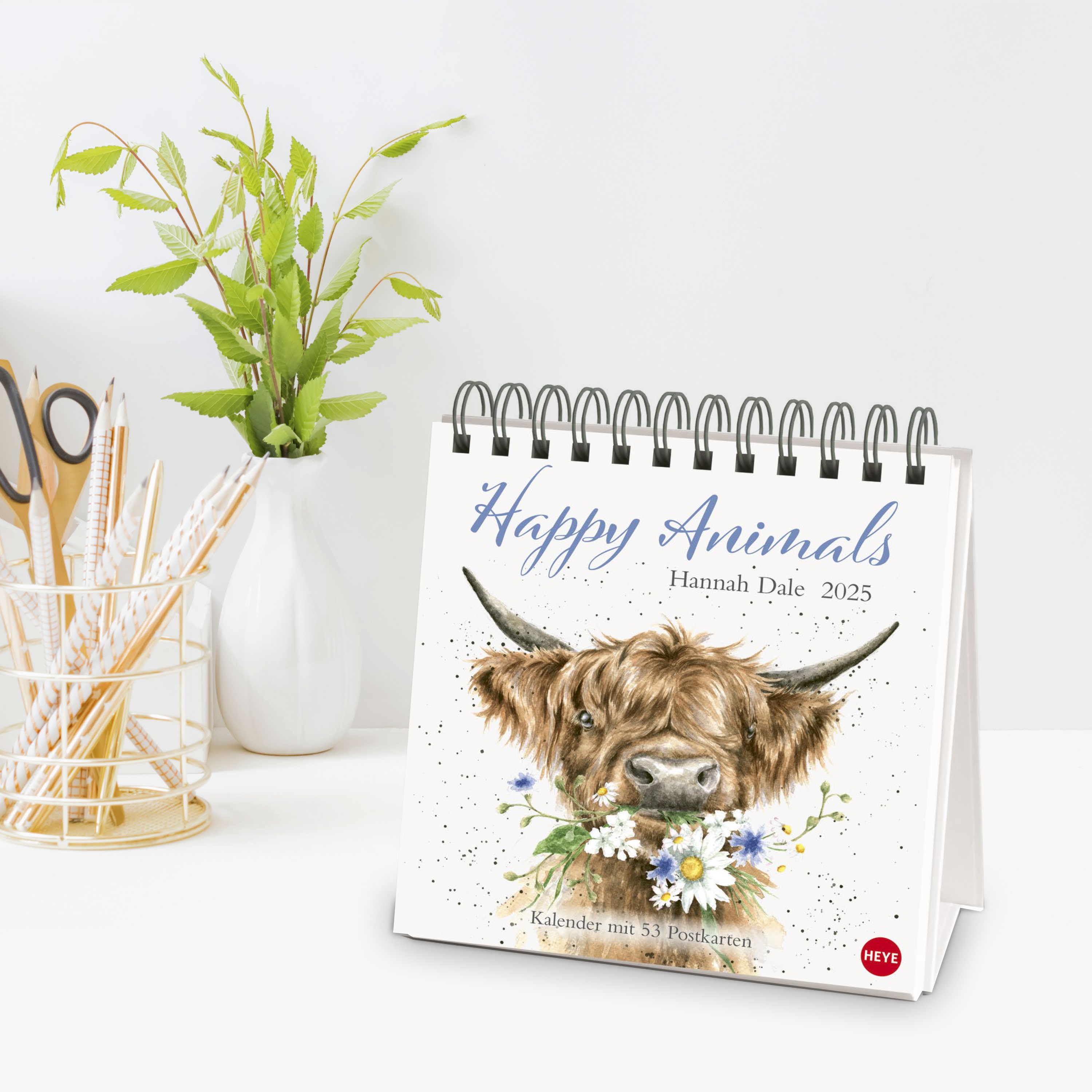 Hannah Dale: Happy Animals Premium-Postkartenkalender 2025