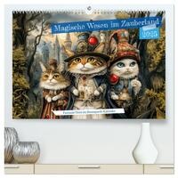 Magische Wesen im Zauberland - Fantasie-Tiere im Steampunk-Kalender (hochwertiger Premium Wandkalender 2025 DIN A2 quer), Kunstdruck in Hochglanz