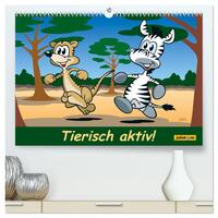 Tierisch aktiv! (hochwertiger Premium Wandkalender 2025 DIN A2 quer), Kunstdruck in Hochglanz