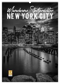 NEW YORK CITY Monochrome Stadtansichten (Wandkalender 2025 DIN A2 hoch), CALVENDO Monatskalender