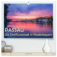 Passau - Die Dreiflüssestadt (hochwertiger Premium Wandkalender 2025 DIN A2 quer), Kunstdruck in Hochglanz