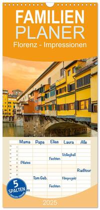 Familienplaner 2025 - Florenz - Impressionen mit 5 Spalten (Wandkalender, 21 x 45 cm) CALVENDO