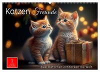 Katzen Freunde (Wandkalender 2025 DIN A2 quer), CALVENDO Monatskalender