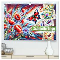 Schmetterlinge und ihre Blumenfreunde in lebhaften Farben (hochwertiger Premium Wandkalender 2025 DIN A2 quer), Kunstdruck in Hochglanz