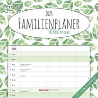 Alpha Edition - Familienplaner Deluxe 2025 Broschürenkalender, 30x30cm, Kalender mit 5 Spalten für Termine, Jahresübersicht, Ferientermine DE/AT/CH, internationales Kalendarium