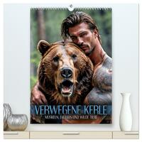 Verwegene Kerle - Muskeln, Tattoos und wilde Tiere (hochwertiger Premium Wandkalender 2025 DIN A2 hoch), Kunstdruck in Hochglanz