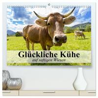 Glückliche Kühe auf saftigen Wiesen (hochwertiger Premium Wandkalender 2025 DIN A2 quer), Kunstdruck in Hochglanz