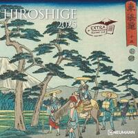 N NEUMANNVERLAGE - Hiroshige 2025 Broschürenkalender, 30x30cm, Wandkalender mit künstlerischen Abbildungen, Mondphasen, viel Platz für Notizen und internationale Feiertage/Kalendarium