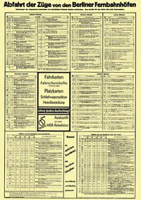 Aushangfahrplan Berliner Fernbahnhöfe 1934