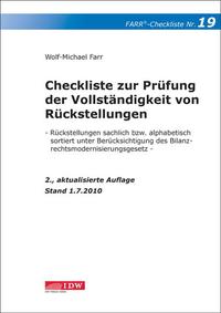 Checkliste 19 zur Prüfung der Vollständigkeit von Rückstellungen