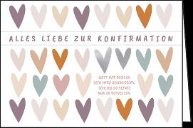 Doppelkarte / Zur Konfirmation (Herzen) / Quer