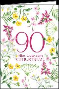 Doppelkarte / 90. Geburtstag (Blumen) / Hoch