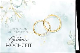 Doppelkarte / Zur goldenen Hochzeit (Ringe) / Quer